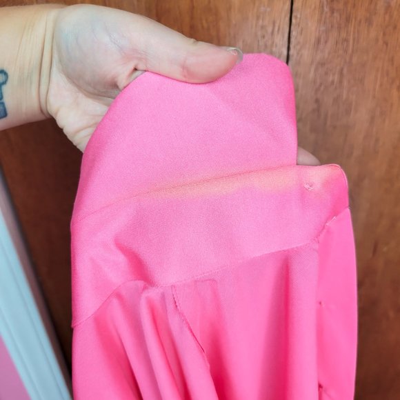 Vintage 1970s Pink Ruffled Tuxedo Blouse - Picture 5 of 10